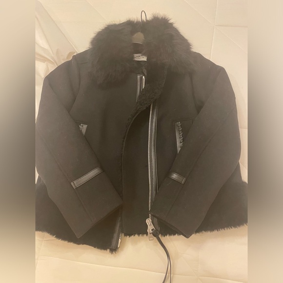 COACH Brand New Ladies WOOL SHEARLING COAT Jacket LEATHER TRIM Women large - Picture 13 of 14